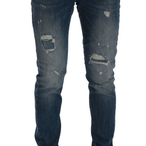 Frankie Morello Svelte Italian Denim - Vaqueros azules de corte slim