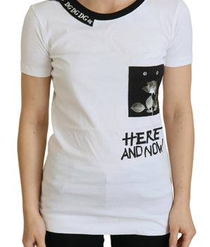 Dolce &amp; Gabbana Camiseta de algodón monocromática elegante 'Aquí y ahora'