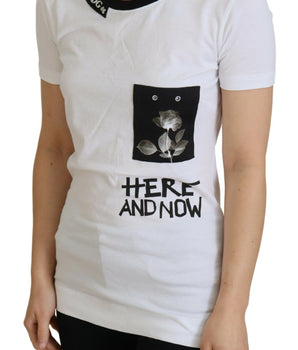 Dolce &amp; Gabbana Camiseta de algodón monocromática elegante 'Aquí y ahora'