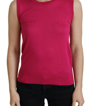 Dolce &amp; Gabbana Chaleco sin mangas de seda rosa elegante