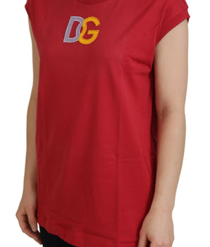Dolce &amp; Gabbana Elegante camiseta sin mangas de algodón roja