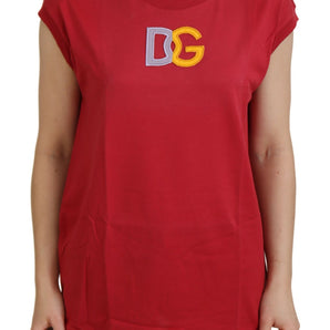 Dolce &amp; Gabbana Elegante camiseta sin mangas de algodón roja