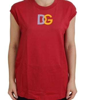 Dolce &amp; Gabbana Elegante camiseta sin mangas de algodón roja