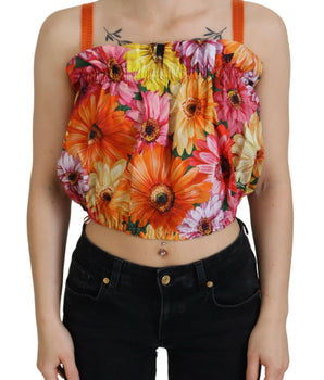 Dolce &amp; Gabbana Top corto sin mangas floral Elegance
