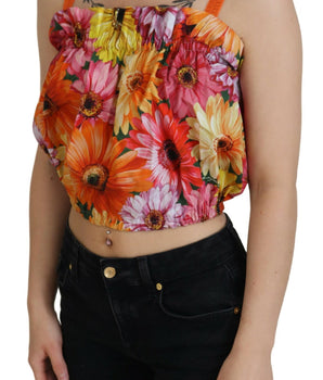 Dolce &amp; Gabbana Top corto sin mangas floral Elegance
