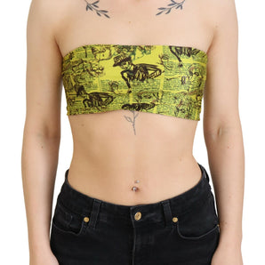 John Galliano Chic Cropped Stretch Top Bra in Multicolor Print