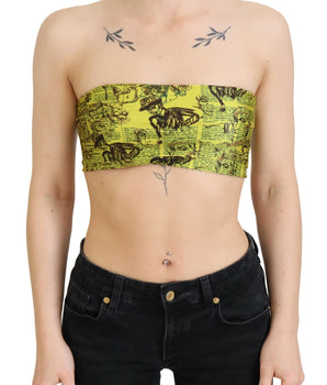 Sujetador top corto elástico con estampado multicolor de John Galliano Chic