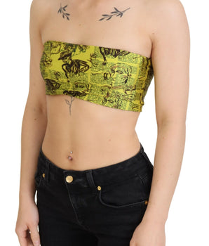 Sujetador top corto elástico con estampado multicolor de John Galliano Chic