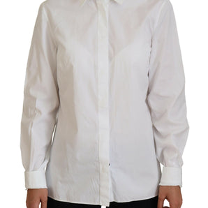 Dolce &amp; Gabbana Elegant White Cotton Button-Up Top