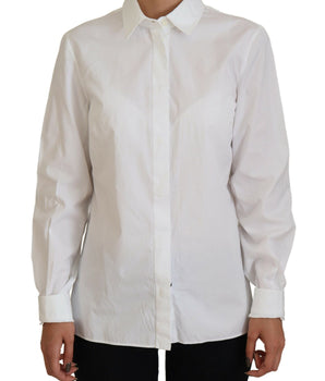 Dolce &amp; Gabbana Elegante top con botones de algodón blanco
