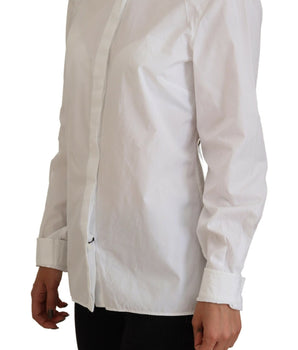 Dolce &amp; Gabbana Elegante top con botones de algodón blanco