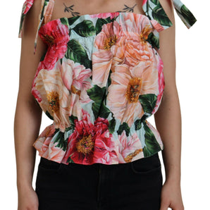 Dolce &amp; Gabbana Elegant Floral Print Sleeveless Tank Top