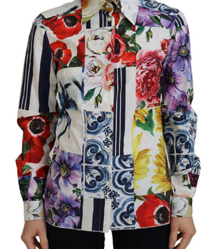 Dolce &amp; Gabbana Top elegante de manga larga de algodón floral