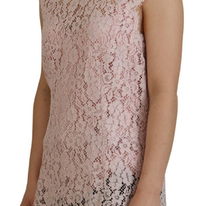 Dolce &amp; Gabbana Elegante blusa sin mangas de encaje transparente en rosa