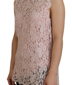 Dolce &amp; Gabbana Elegante blusa sin mangas de encaje transparente en rosa