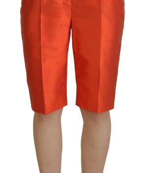 Dolce &amp; Gabbana Elegantes pantalones cortos de seda de cintura alta