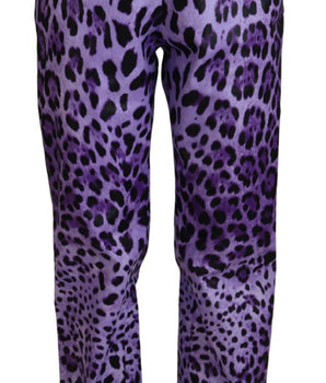 Dolce &amp; Gabbana Elegantes pantalones morados rectos de cintura alta