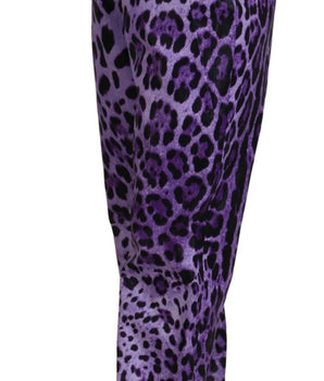 Dolce &amp; Gabbana Elegantes pantalones morados rectos de cintura alta