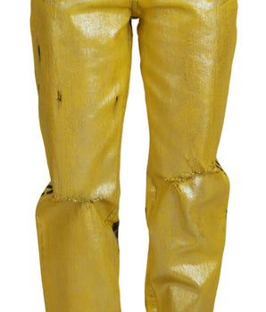 Dolce &amp; Gabbana Vaqueros rectos elegantes de cintura alta en amarillo vibrante