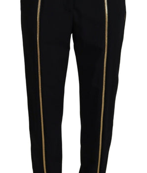 Dolce & Gabbana Black Wool High Waist Tapered Pants