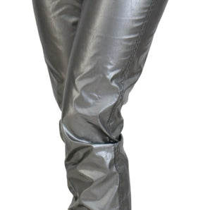 Dolce &amp; Gabbana Elegant High Waist Skinny Pants in Silver