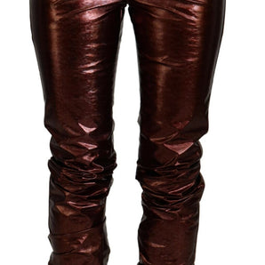 Dolce & Gabbana High Waist Skinny Jeans in Metallic Bronze