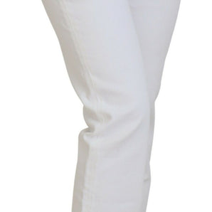 Dolce &amp; Gabbana Elegant White Mid Waist Skinny Jeans