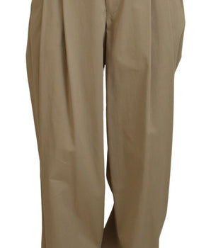 Dolce & Gabbana Brown Cotton High Waist Tapered Pants