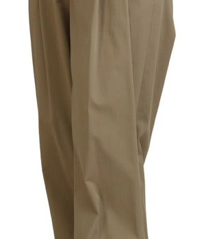 Dolce & Gabbana Brown Cotton High Waist Tapered Pants
