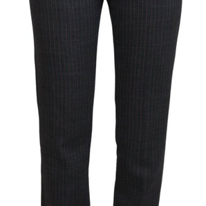 Dolce &amp; Gabbana Elegant Gray Striped Tapered Pants