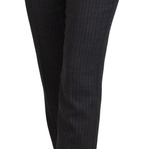 Dolce & Gabbana Elegant Gray Striped Tapered Pants