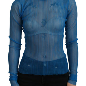 Dolce &amp; Gabbana Elegant Blue Mesh Blouse Top