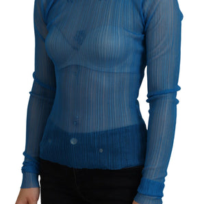 Dolce &amp; Gabbana Elegant Blue Mesh Blouse Top