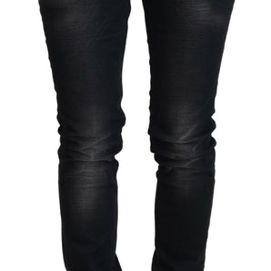 Acht Sleek Black Washed Low Waist Skinny Jeans