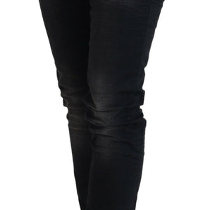 Acht Sleek Black Washed Low Waist Skinny Jeans