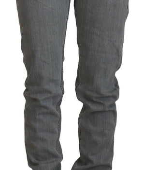 Care Label Gray Washed Cotton Skinny Women Casual Denim Jeans