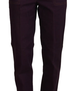 BENCIVENGA Purple Cotton Mid Waist Women Tapered Pants