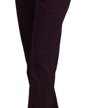 BENCIVENGA Purple Cotton Mid Waist Women Tapered Pants