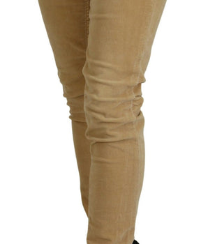 Acht Brown Cotton Corduroy Low Waist Women Casual Jeans