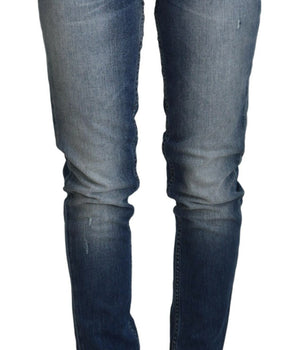 Acht Blue Washed Cotton Low Waist Women Casual Jeans