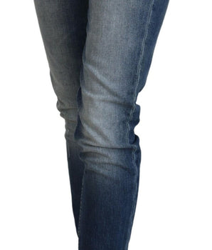 Acht Blue Washed Cotton Low Waist Women Casual Jeans