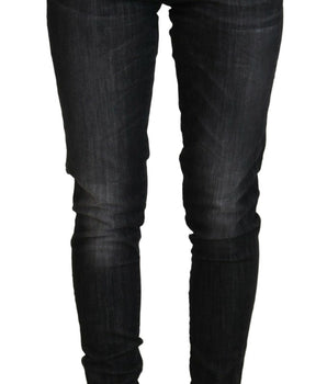 Fiorucci Black Cotton Low Waist Skinny Women Casual Jeans