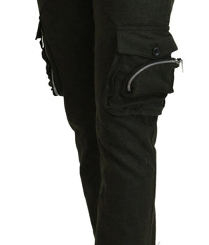 Ermanno Scervino Green Lace Up Leg Women Tapered Pants