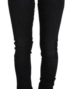 Acht Black Cotton Slim Fit Women's Casual Denim Jeans