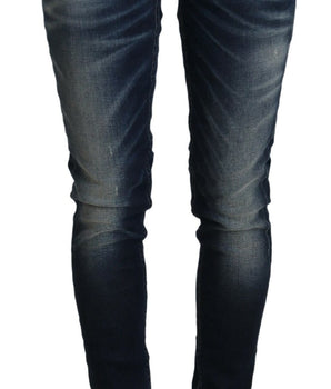 Acht Blue Washed Cotton Slim Fit Women Denim Jeans