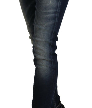 Acht Blue Washed Cotton Slim Fit Women Denim Jeans