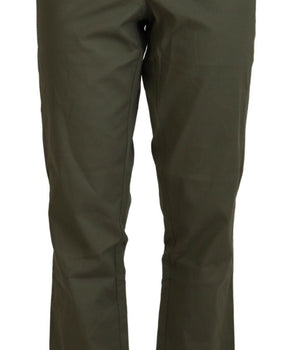 LAUREL Green Cotton High Waist Women Tapered Pants
