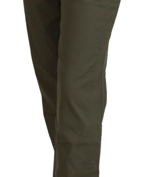 LAUREL Green Cotton High Waist Women Tapered Pants