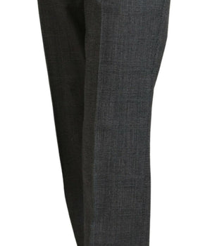 Dolce & Gabbana Gray High Waist Women Wool Pants