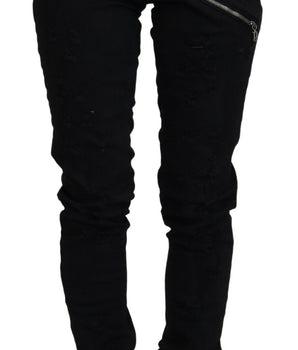 John Galliano Black Cotton Mid Waist Skinny Slim Fit Denim Jeans